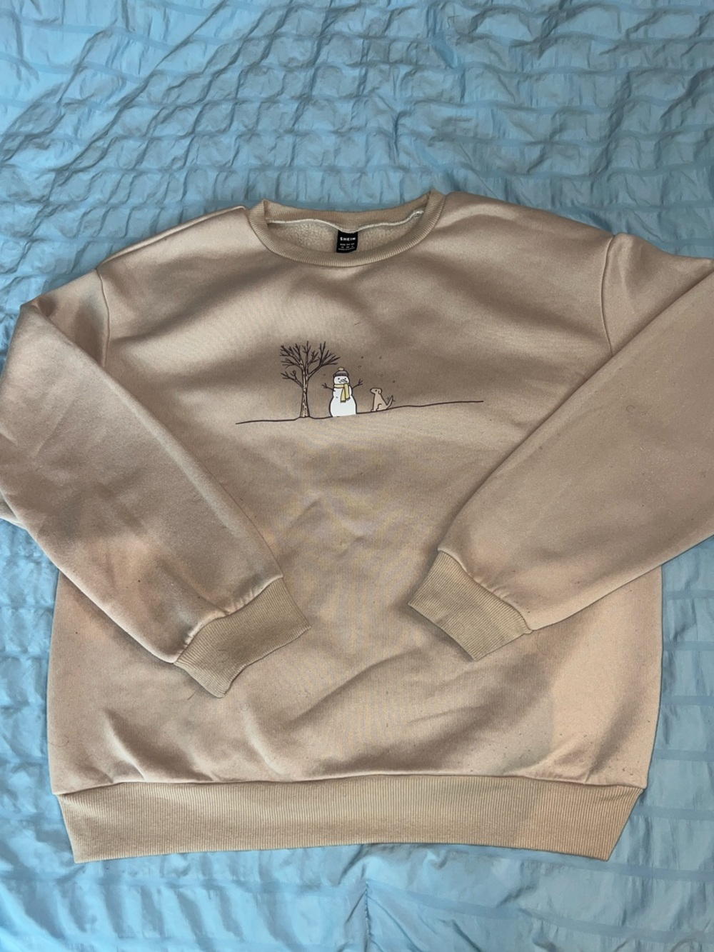 Crewneck Sweatshirt - Beige Snowman Graphic